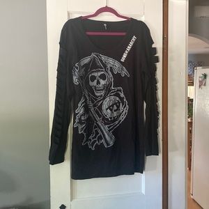 Sons of anarchy mini dress or long talk with cut out long sleeves